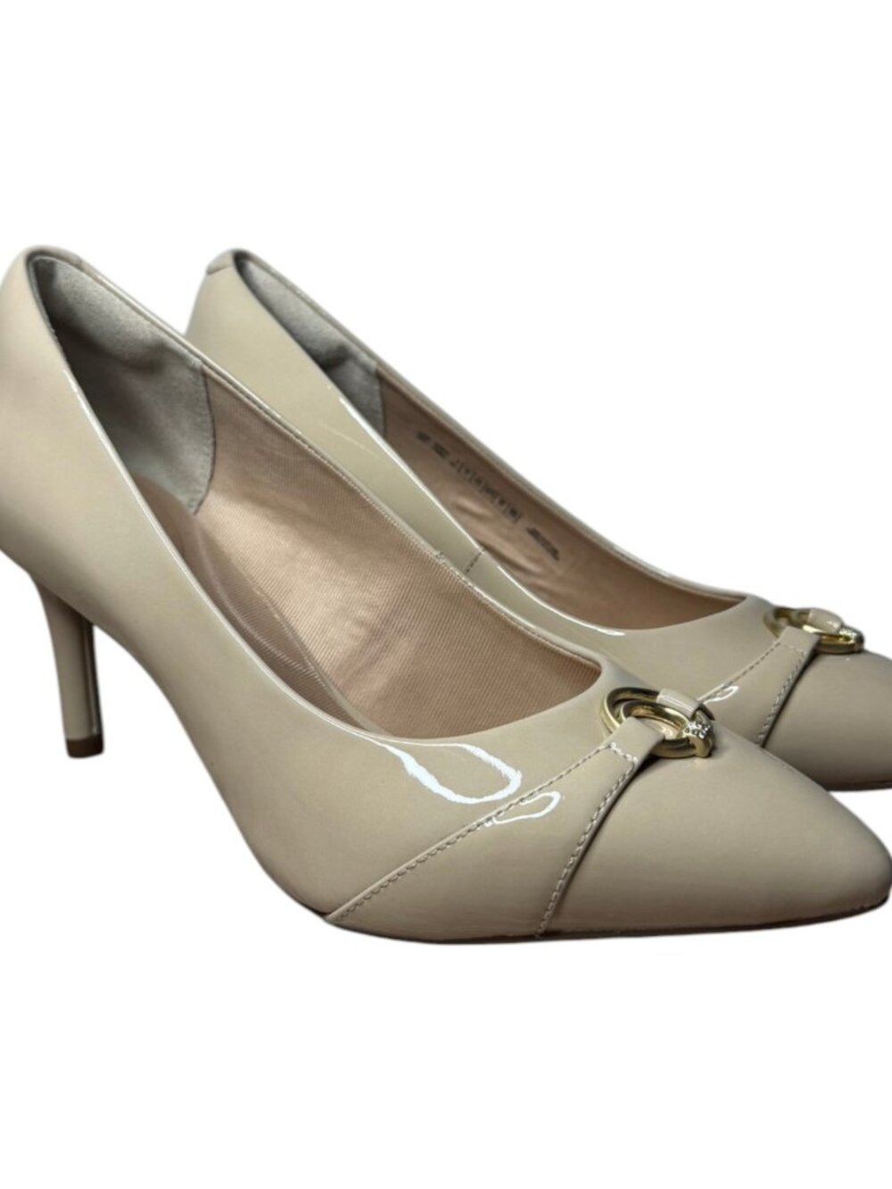 Rockport Total Motion 75mm Women's 7 Beige Patent Leather Pointed Toe Heels